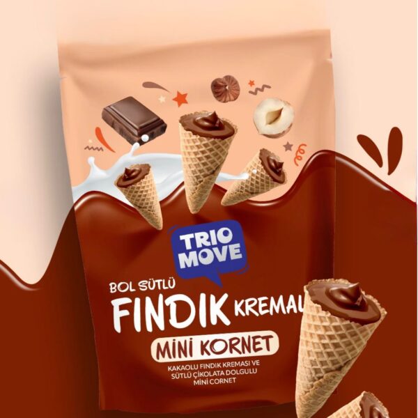 Trio Move Bol Sütlü Fındık Kremalı Mini Kornet 55g