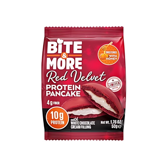 c162e7bafc40ff4f4be6bc9595f0d55c-540x540 Bite & More Red Velvet Protein Pancake 50g - Görsel 1