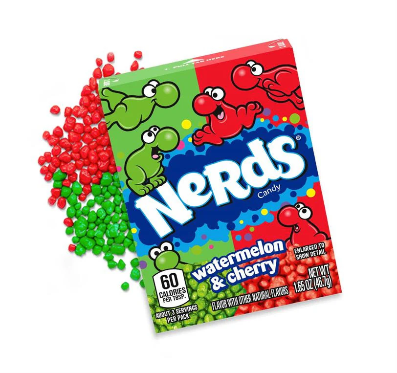 nerds-watermelon-cherry-split-red-green-1.65-oz-box__18053.1702580515.1280.1280.jpg Nerds Watermelon & Cherry Fruit Flavour Candy 46g - Görsel 1